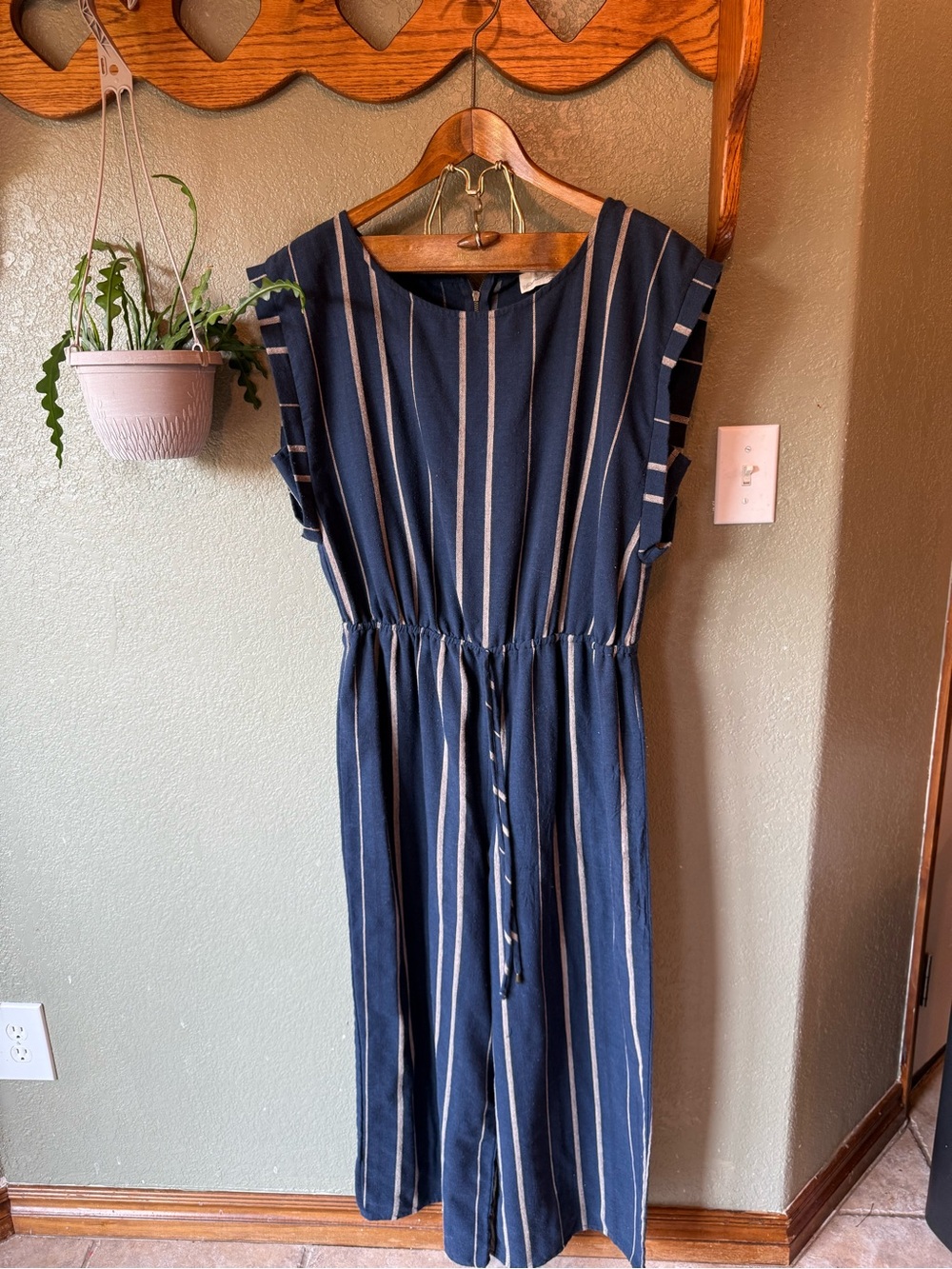 Universal Thread Navy and Ivory Striped Sleeveless Jumpsuit